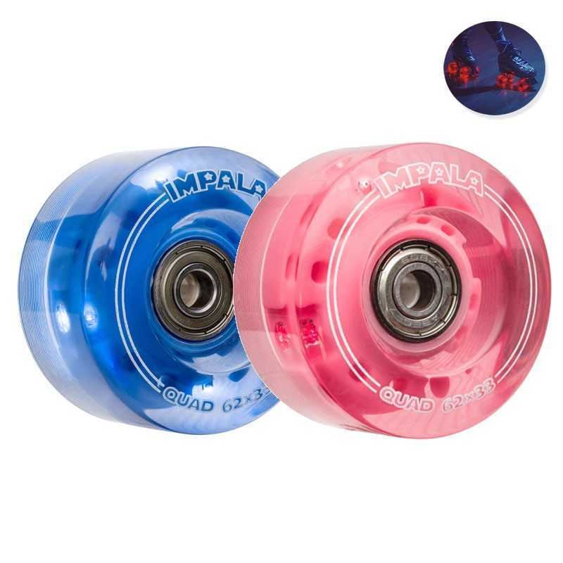 Rollerskate Wheels Light up Wheels with ABEC-9 Bearings Luminous Skateboard Wheels 4 Pcs 32mm x 58mm for Quad Skating and Skateboarding 
